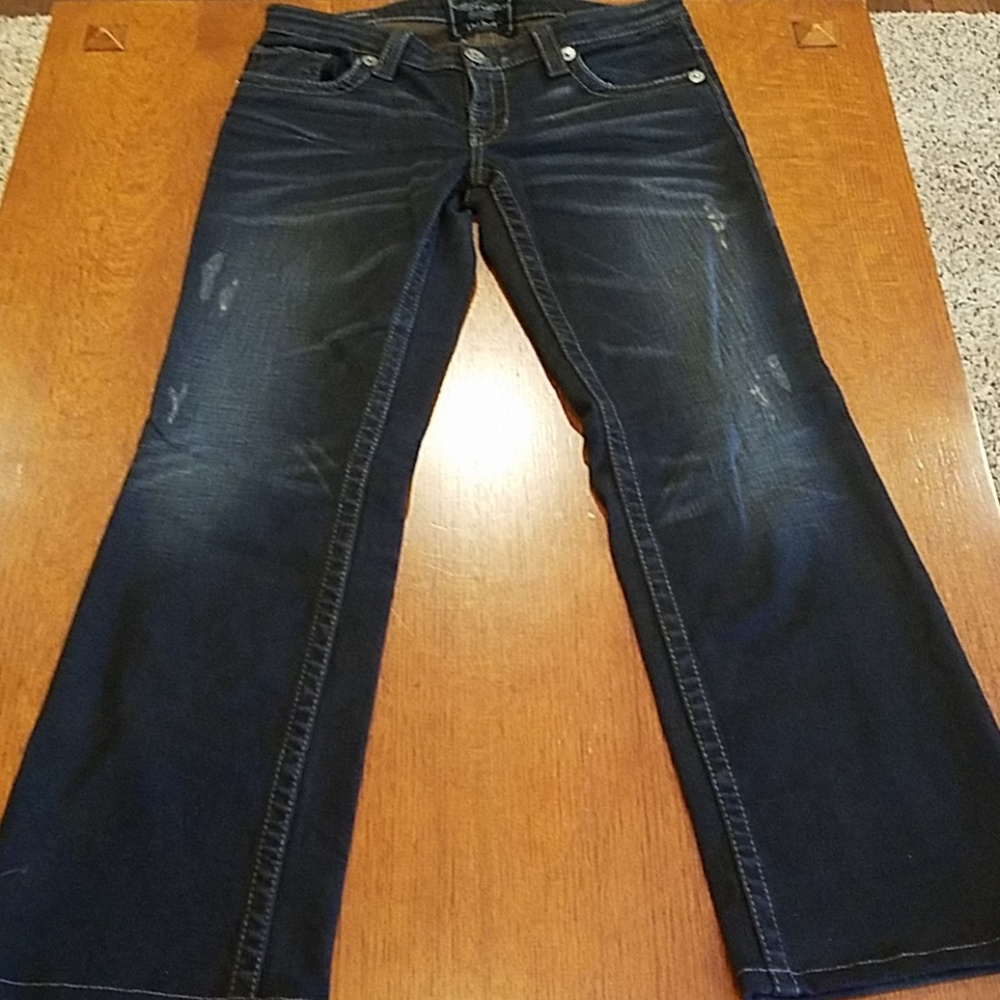 Big Star dark indigo/black boot cut jeans.